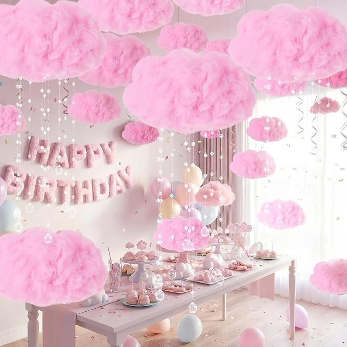 Marsui Artificial Cloud Props LED Hanging Pink Light String Fake Imitation 3D - Image 5