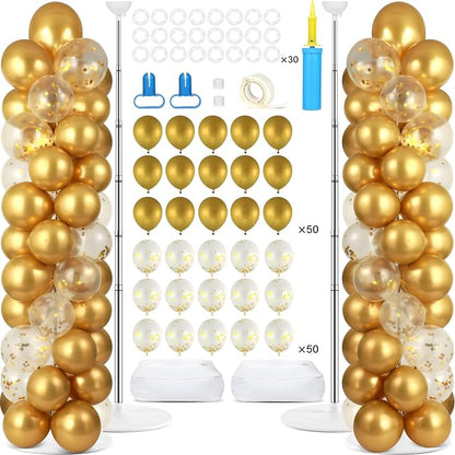 2 Sets Metallic Gold Balloon Column Stand Kit by ZOIIWA