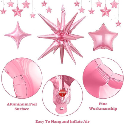 14pcs Pink Blue Silver Star Balloons, Mixed Star Foil Balloon, 22Inch Explosion - Image 6