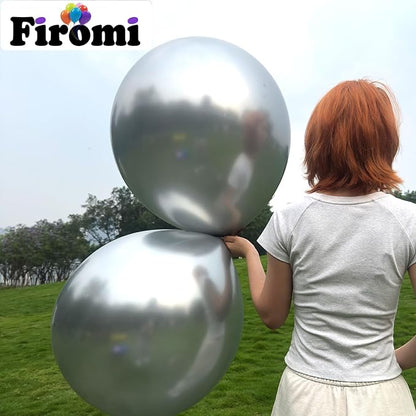Firomi Metallic Chrome Big Silver Balloons 18-inch 12 Pack | Large Helium Shiny - Image 4