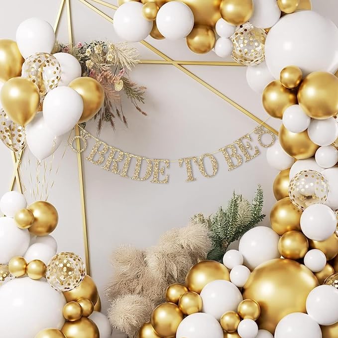 Pre-Strung Bride to Be Banner NO DIY Bride to Be Sign Gold Glitter Banner | - Image 6