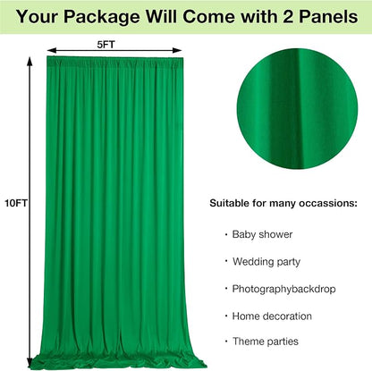 10ftx10ft Wrinkle Free Green Backdrop Curtains - Image 6