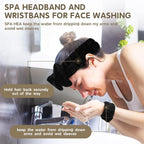 WSYUB Spa Headband and Wristbands for Face Washing,Face Wash Headband and Wristband Set,Black and Pink,6pcs