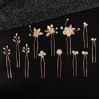 12 Pieces Bride Hair Pins Rhinestones Gold Hair Accessories for Women Crystal Wedding Hairpiece for Bridesmaids