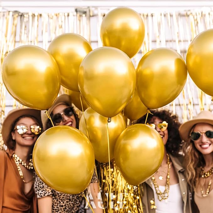 AULE 50Pcs Metallic 12 Inches Gold Chrome Helium Shiny Balloons | Chrome Helium - Image 4