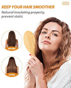 Pack of 2 Hair Brush with Natural Boar Bristles, Massages Scalp Anti-Static Hair Detangle for All Types, Lightweigh (Oval)