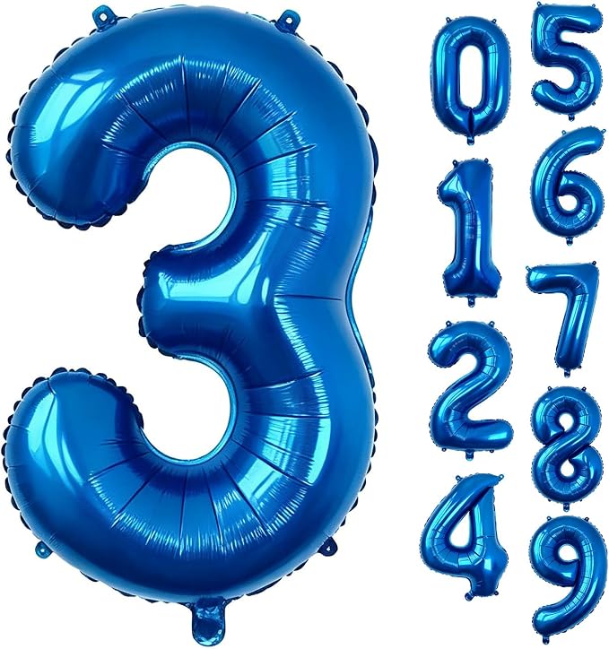 40 Inch Navy Blue Number 3 Foil Balloon by Unknown