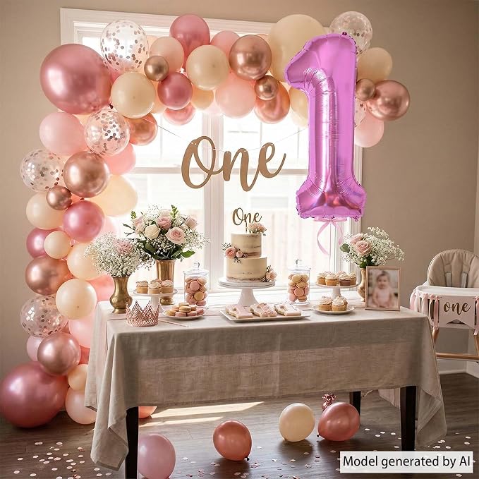 Pink Number 1 Balloon 40 Inch, Shiny Foil Numeral - Image 3