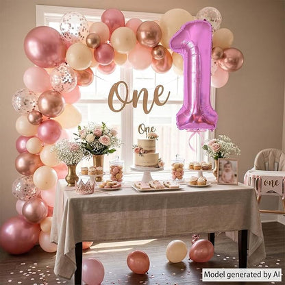 Pink Number 1 Balloon 40 Inch, Shiny Foil Numeral - Image 3