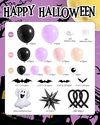 Halloween Balloon Arch Garland Kit, Explosion Star Ghost Foil Balloons - Image 2