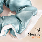 DAISYSILK Pure Mulberry Silk Hair Scrunchie for Women Gentle No-Crease Silk Hair Tie Smooth Elastic Ponytail Holder (Dusty Blue)