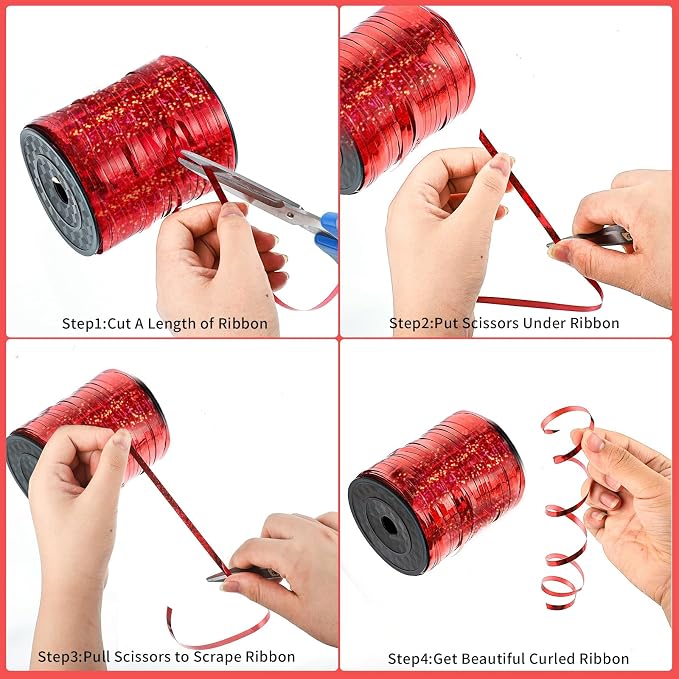 woric Red Ribbon 600 Yards 1/5 Inch Curling Ribbon | Balloon String Ribbons - Image 3