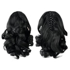 Black Ponytail Extensions,9" Short Curly Wavy Claw Clip Pony tails Hair Extensions Natural Soft Synthetic Hairpiece for Women