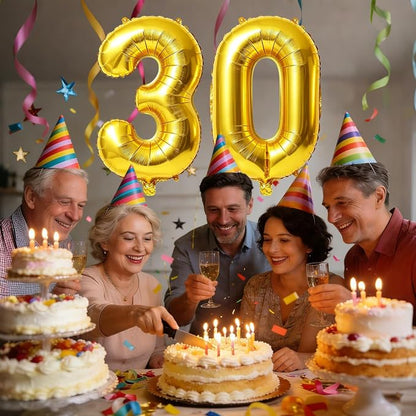 40 Inch Number 30 Balloons for 30th Birthday Party Decorations, 0-100 Gold - Image 2