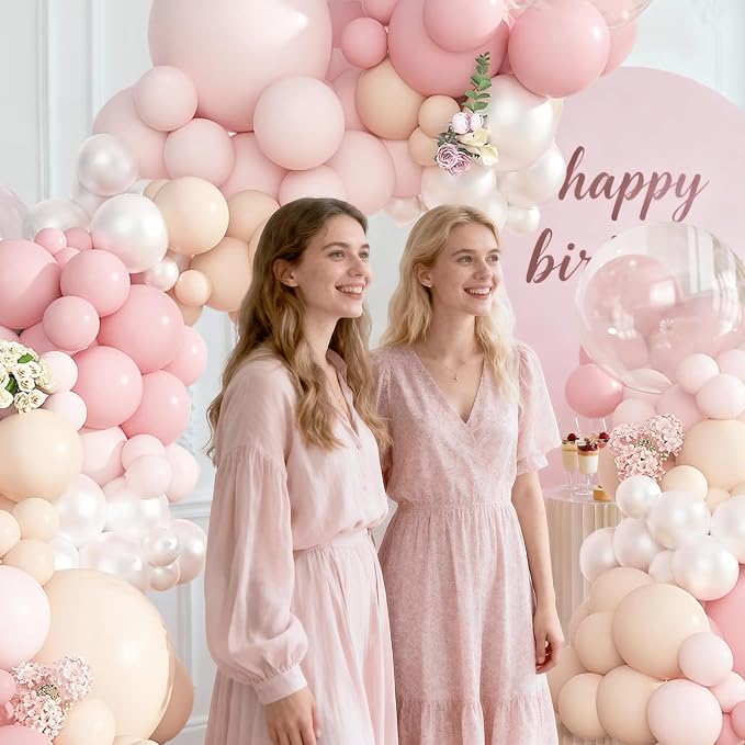 Vintage Pearl Pink Balloon Arch Kit 149 Pieces, Blush White Balloon Garland Set - Image 4