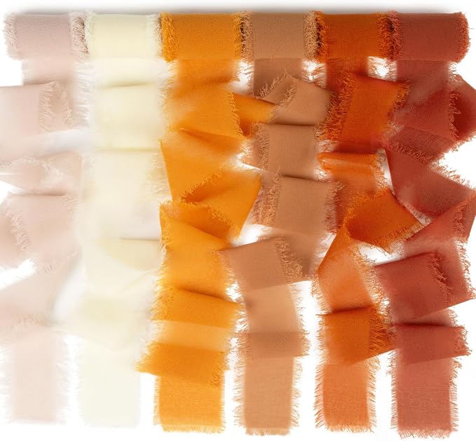 Terracotta Chiffon Ribbon Fall Ribbon 1.5 Inch x 3Yds Burnt by MLURCU