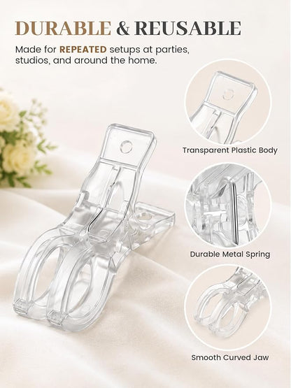 16 Pack Balloon Arch Clips, 3.5 Inch Clear Spring Clamps - Image 6