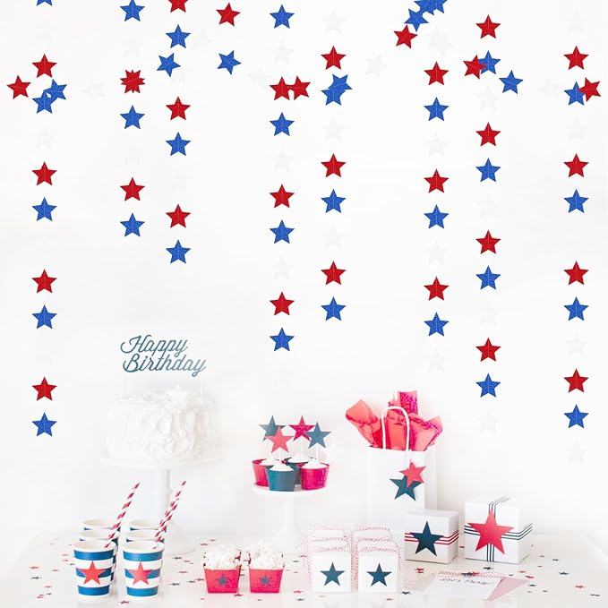 Fourth-4th of July Memorial-Day Party-Decorations - 62ft Patriotic Red-Blue - Image 5