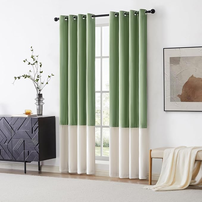 BULBUL Luxury Color Block Velvet Curtains 102 inch - Image 6
