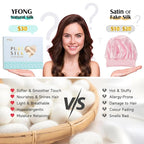 YFONG 100% 22 Momme Mulberry Silk Bonnet for Sleeping Women, Larger Double Layer Silk Hair Wrap for Curly Short Long Hair, Non-Slip Sleep Cap Turban with Elastic Tie Band for Hair Care, Champagne
