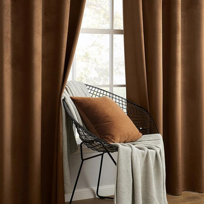 MIULEE Velvet Curtains Chocolate Brown 52 x 84 Inch Length Set of 2 | Grommet - Image 6