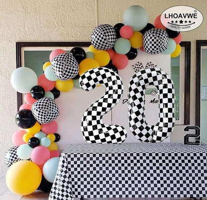 LHOAVWE Number 19 Checkered Balloons 40 Inch Giant Race Car Checkered 19 Number - Image 5