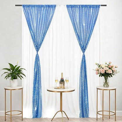 Eternal Beauty Baby Blue Sequin Backdrop Curtains, 2 Panels 2x8FT | 3mm Sparkle - Image 8