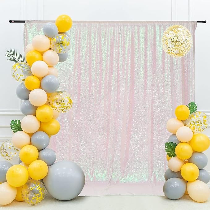 Eternal Beauty White Iridescent 3mm Sequin Backdrop 8x10 Ft - Image 3