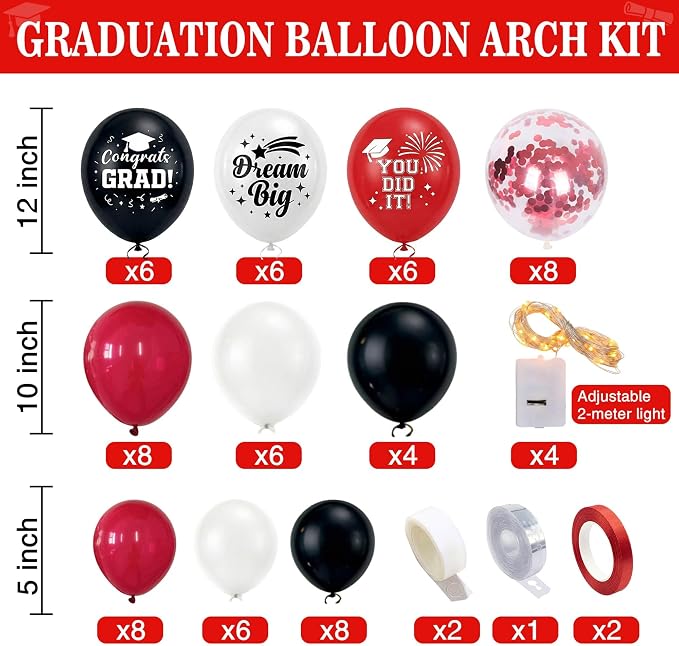 Graduation Decorations 2026 Red and Black Balloon Boxes - Image 3