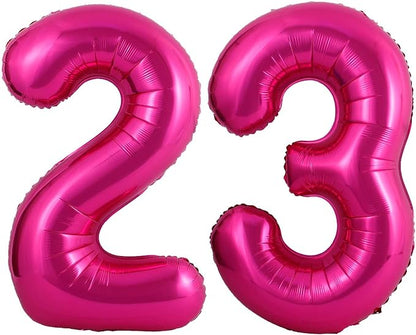 Hot Pink 23 Number Balloons, 40 Inch Giant Number 23 Balloons Foil Mylar Helium by Lovoir