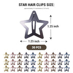 30 Pcs Metal Star Hair Clips 2000s Y2K Snap Barrettes 1.25 In Non Slip Star Hair Accessories for Women,Metallic Blue Red Gold