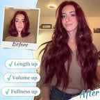 KooKaStyle Hair Extensions Burgundy Clip in Synthetic Highlight Hair Extensions Long Wavy 4PCS Thick Hairpieces 20 Inch for Women