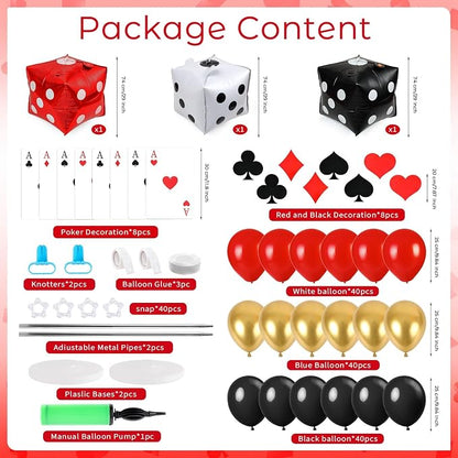 2 Sets Casino Theme Balloon Column Stand Kits Red Black Gold Balloons Column Kit - Image 3