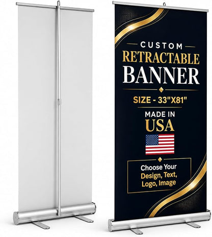 Custom retractable banner with stand by BCB | Pop up stand Printed in USA | by BCB