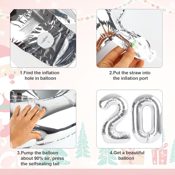 2026 Balloon Numbers Party Decorations, 40In Silver Balloons | Eye-catching - Image 6