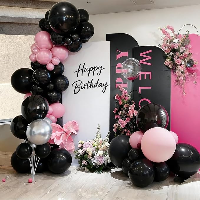 50pcs 12 Inch Matte Black Latex Balloons | Premium Black Party Balloon Kit - Image 4