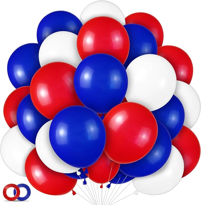 Red White and Blue Latex Balloons 100 Pack by ASIYUHY