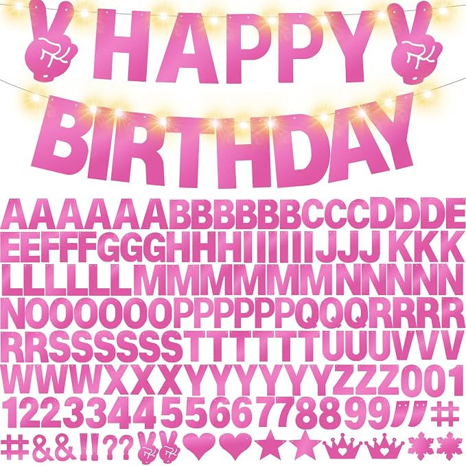 175Pcs DIY Glitter Customizable Banner Kit Happy Birthday Letter Banners - Image 9