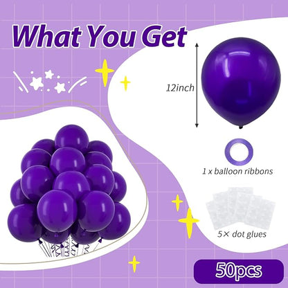 50pcs Dark Purple Balloons, 12inch Helium Quality Deep Purple Balloons | - Image 3