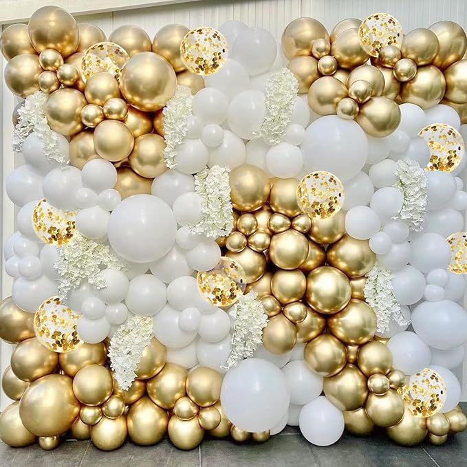 135pcs Metallic Gold Balloons Arch Kit Different Sizes of 18 12 10 5 Inch Gold - Image 6