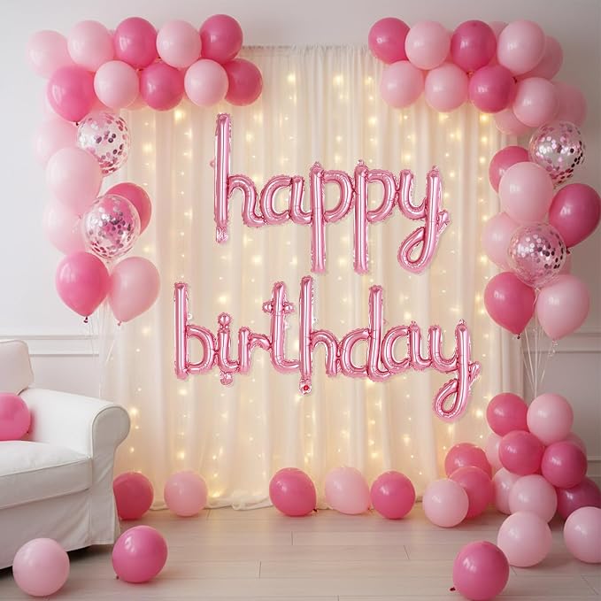 Happy Birthday Balloons Banner Foil Letters Balloons Connected, Personalized - Image 2