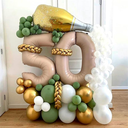 30th Birthday Balloons Beige for Women, 40 Inch Giant Nude Brown Foil 30 - Image 6