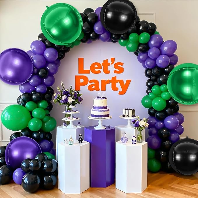 6Pcs Black Green Purple Round Foil Balloons, Giant 4D Round Ball Balloon - Image 6