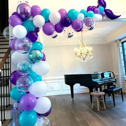 Mermaid Party Balloons 55 Pack, 12 Inch Metallic Purple Teal Blue Turquoise - Image 7