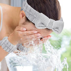 Face Wash Set - Microfiber Headband, Wristbands with Holder for Comfortable Facial Cleansing