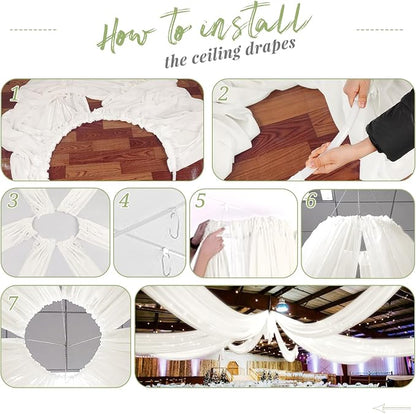 6 Panels Ivory Ceiling Drapes for Wedding Ceiling Drapes 5ftx15ft Wedding Arch - Image 7