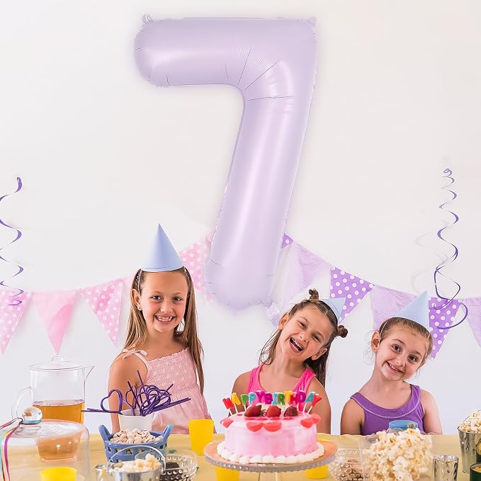 Light Purple Number 7 Balloon, 40 Inch Big Large Foil Helium Number Balloons - Image 4