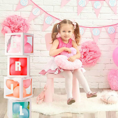Baby Boxes with 30 PCS Letters, 4 Transparent Balloon boxes - Image 5