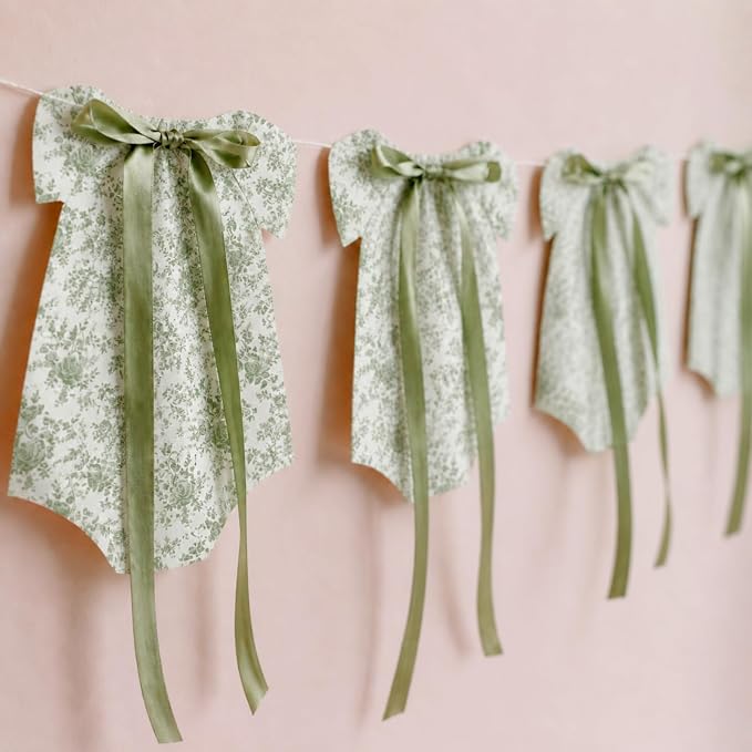 Weysat 2 Pcs Baby Clothes Banner Baby Boys Girls Shower Decorations Sage Green by Weysat