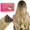 WENNALIFE Clip in Hair Extensions Real Human Hair, 20 Inch 120g 7pcs Remy Hair, Balayage Light Ash Brown to Light White Blonde Hair Extensions Clip In Real Hair Coloured